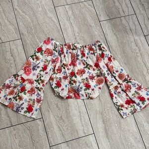 Floral Bell Sleeve Off the Shoulder Top